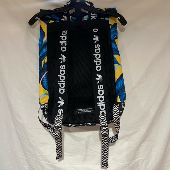 Adidas Blue and Yellow Tropical Print Backpack - Picture 2 of 11